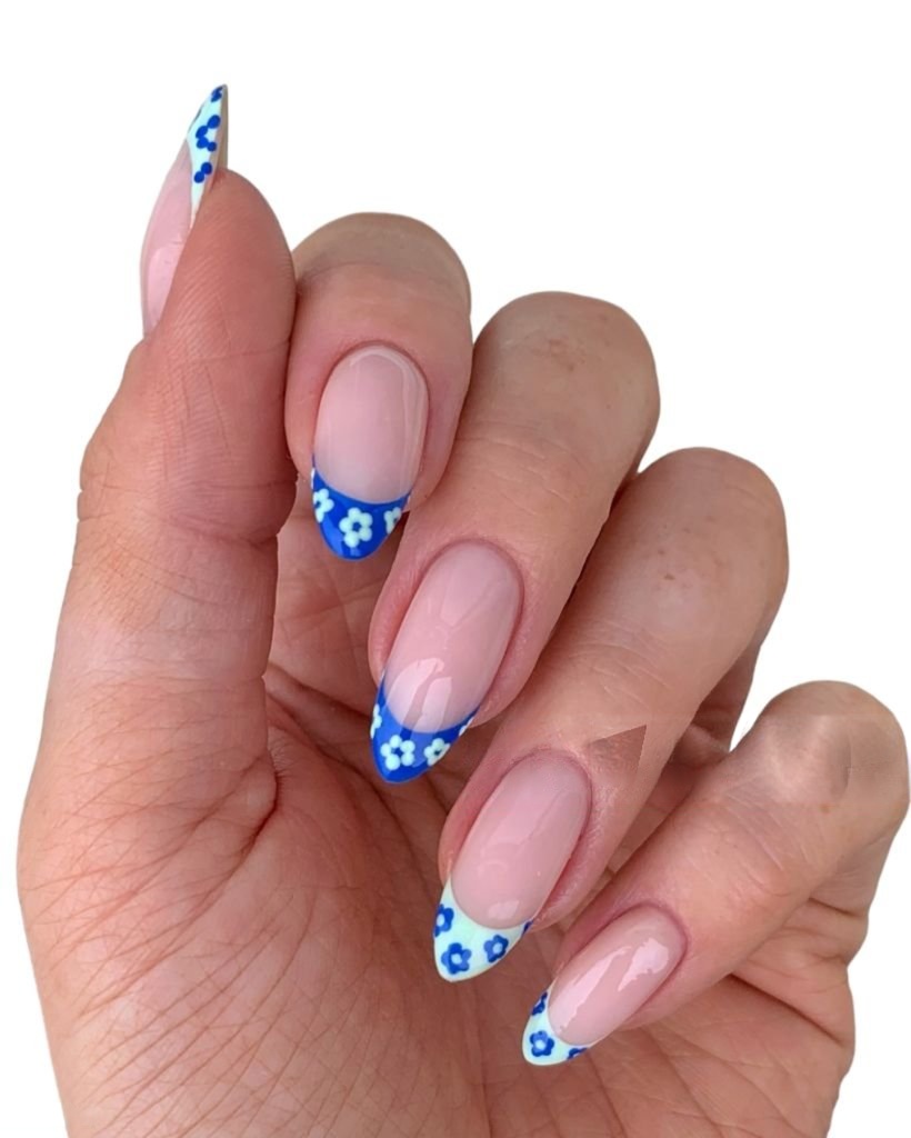Floral or Artistic French Tip Nail Designs  